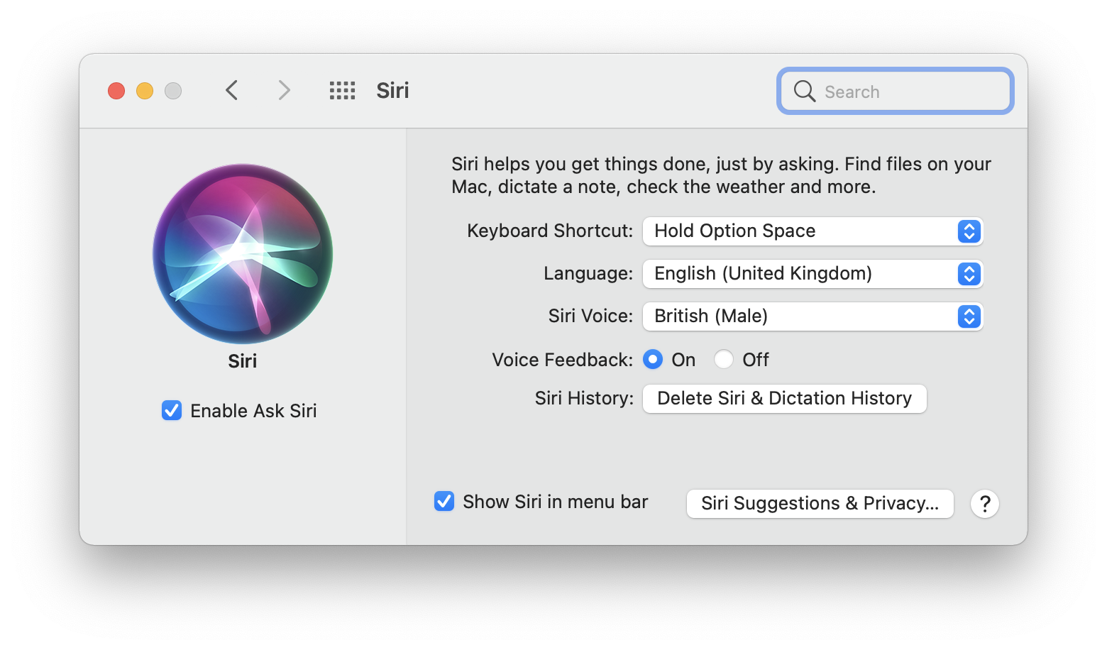 Abilita Siri su Mac