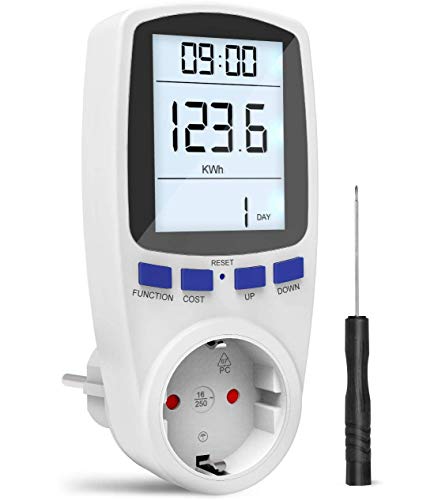 Misuratore di consumo di corrente Gafild Energy Meter, misuratore di costi energetici con display LCD, protezione da sovraccarico, 3680 W