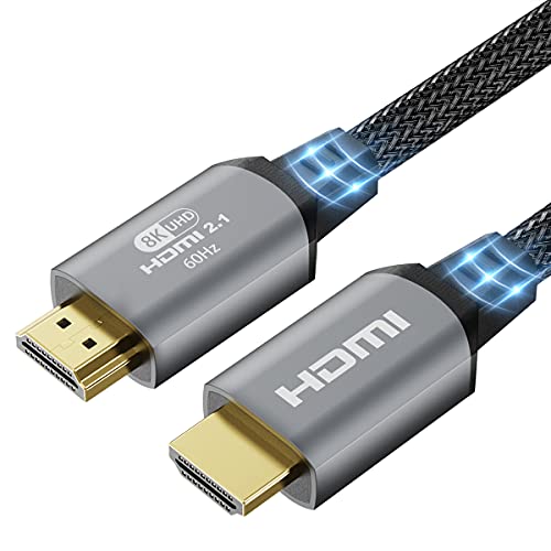 Cavo HDMI 8K 2M Cavo Ultra High Speed ​​48Gbps 2.1 HDMI 4K 120Hz 8K 60Hz 7680P Dol-by Vision HDCP 2.2 e 2.3 HDR 10 eARC Dynamic HDR Compatibile con 8K UHD Xbox PS5 RTX 3090 Proiettore Monitor PC