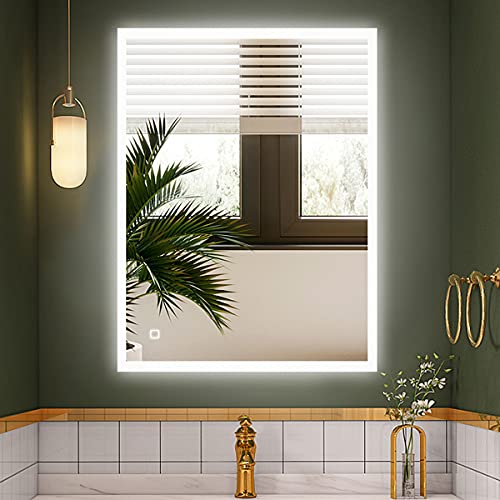 S'bagno Specchio da bagno illuminato a LED 600 x 800 mm, con altoparlante Bluetooth integrato, funzione di regolazione della luminosità, cambio colore della luce, pad antiappannamento e sensore tattile