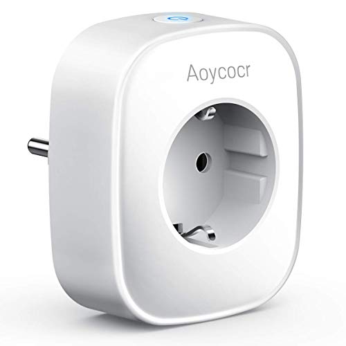 Aoycocr WiFi Smart Plug con WiFi, misurazione del consumo energetico, Smart Home Plug, funziona con Alexa e Google Home, telecomando, funzione timer