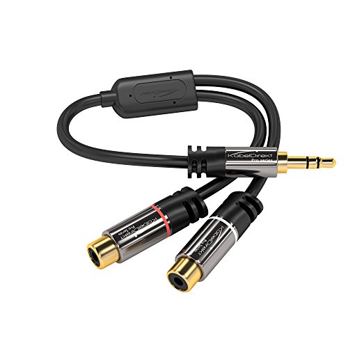 KabelDirekt - Adattatore coassiale audio stereo da 0,2 m (1 connettore jack da 3,5 mm maschio a 2 connettori RCA femmina, per il collegamento di cavi RCA da 3,5 mm), serie Pro