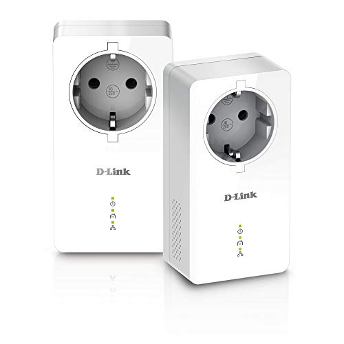 D-Link DHP-P601AV Direct Plug 2 Powerline Adapter Starter Kit, porta Gigabit, AV1000, velocità fino a 1000 Mbps, bianco