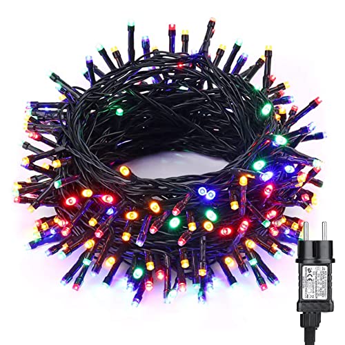 BrizLabs Christmas String Lights, 15M 100 LED Albero di Natale Luci da esterno 8 modalità Impermeabile Ghirlande bianche calde Luci decorative da interno per feste di Natale Giardino (multicolore)