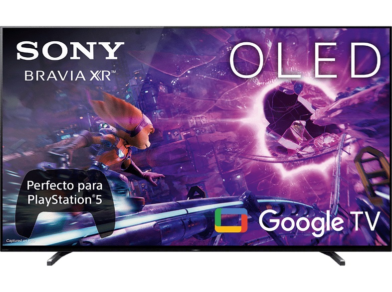 TV OLED da 55" - Sony 55A80J, Bravia XR OLED, 4K HDR 120 Hz, Google TV (Smart TV), Dolby Atmos-Vision, IA, Nero