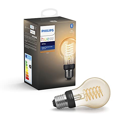Philips Hue - Lampadina intelligente a filamento, E27, Standard, Luce calda dimmerabile, 7W, Compatibile con Alexa e Google Home - Confezione da 1 lampadina Smart LED