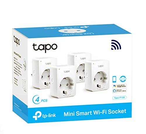 TP-Link Tapo P100 (confezione da 4) - Mini Wi-Fi Smart Plug, ottimale per la programmazione di accensione/spegnimento e risparmio energetico, nessun HUB necessario, compatibile con Alexa e Google Home