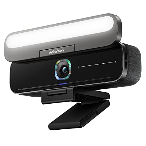 Anker Work B600 Videobar Webcam con luce con fotocamera 2K e illuminazione per videoconferenze, cancellazione del rumore con KI, 4 microfoni integrati, risoluzione 2K, Clear Sound Quality, microfono