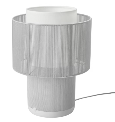 SYMFONISK Lampada altoparlante Wi-Fi con paralume in tessuto, bianco