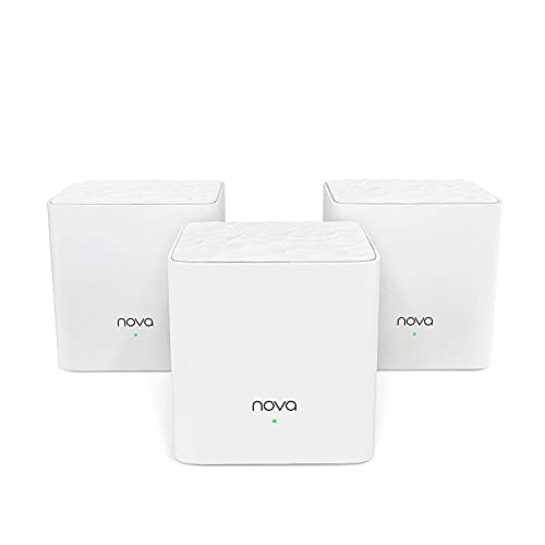 Tenda Nova MW3 Mesh - Router di sistema WiFi Mesh Network (AC1200, 2.4GHz + 5 GHz, Plug and Play, Mu-MIMO, Fast Ethernet 10/100, funziona con Alexa), confezione 3