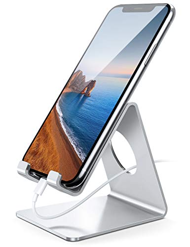 Lamicall Mobile Stand, Supporto per Telefono - Dock Stand per iPhone 13 Pro Max, 12 Pro MAX, Mini, 11 Pro, XS MAX XR X 8 7 6 Plus, Samsung S10 S9, Huawei, Altri Smartphone - Argento
