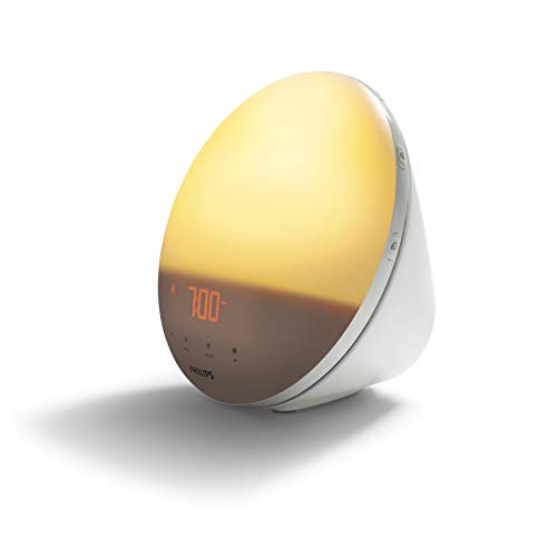 Philips Wake-up Light HF3531/01 Sveglia con luce naturale, 7 suoni naturali, Radio FM, sveglia, con caricatore mobile, plastica, Bianco, Con caricatore mobile, 1 chilogrammo