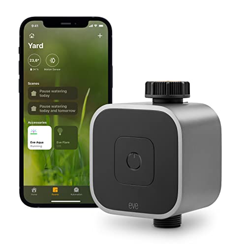 Eve Aqua – Smart Irrigation Controller per App e Siri;  irriga automaticamente ad orari programmati, facile da usare, accesso remoto, nessun gateway richiesto, Bluetooth, Thread, HomeKit