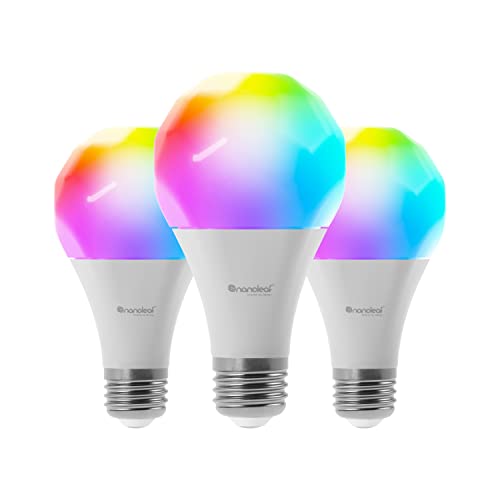 Nanoleaf Essentials 3 lampadine LED dimmerabili intelligenti E27 RGBW - Luci a LED 16M Colori Filo e amp;  Bluetooth, compatibile con Google Home Apple Homekit, per la decorazione della stanza e il gioco