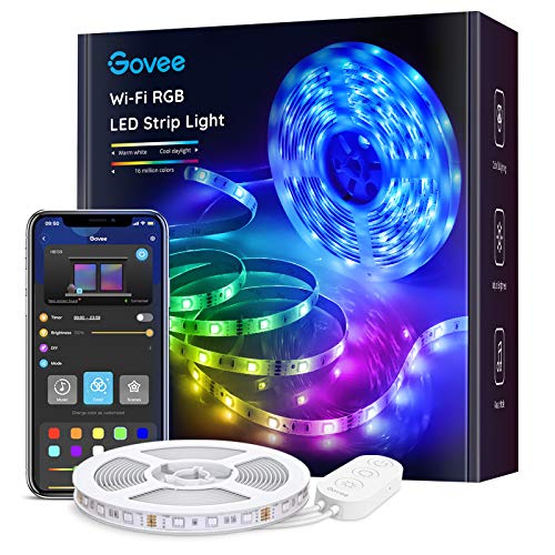 Govee Alexa LED Strips 5m, RGB Smart WiFi LED Room Lights Funziona con Alexa, Google Assistant e App, 64 scene e modalità musica per TV, soffitto e gioco elettronico