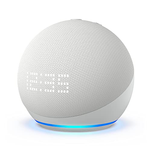 Nuovo Echo Dot (5a generazione, modello 2022) con orologio |  Altoparlante intelligente con orologio e Alexa |  Bianco
