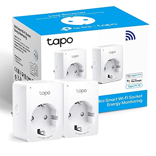 Tapo P110 (confezione da 2) - Mini Wi-Fi Smart Plug (con monitoraggio energetico), programmazione On/Off, risparmio energetico, compatibile con Alexa e Google Home