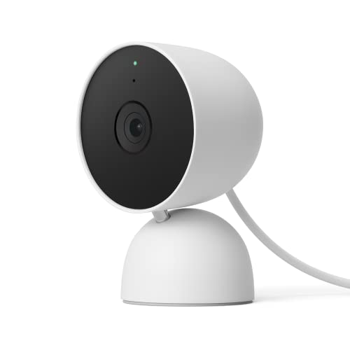 Google Nest CAM per interni, videocamera di sicurezza domestica cablata - Videocamera di sicurezza intelligente, bianco, 1 unità (confezione da 1)