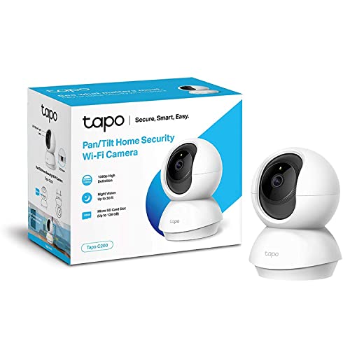TP-Link TAPO C200 - Telecamera IP WiFi Telecamera di sorveglianza a 360° FHD 1080p, Visione notturna Supporta scheda SD, Rilevamento movimento, Telecomando, Compatibile con Alexa, Multicolore, 1 unità (confezione da 1)
